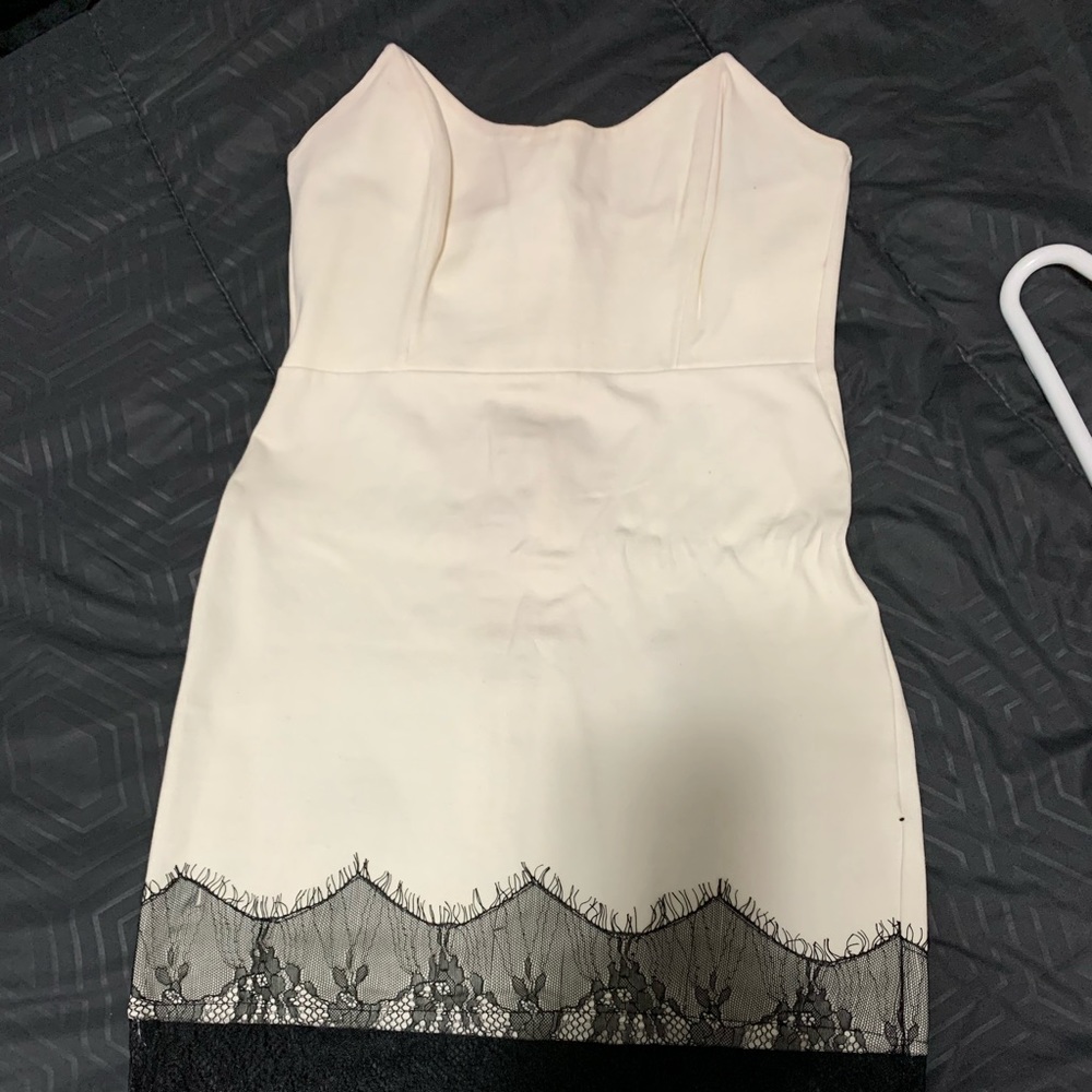 White dress with black lace